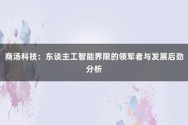 商汤科技：东谈主工智能界限的领军者与发展后劲分析